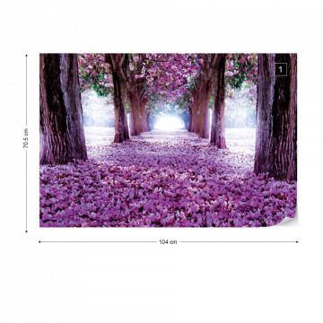 Flowers Trees Path Purple Photo Wallpaper Wall Mural - Img 1