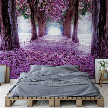 Flowers Trees Path Purple Photo Wallpaper Wall Mural - Img 2