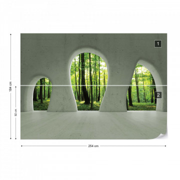 Forest 3D Concrete Arches View Photo Wallpaper Wall Mural - Img 8