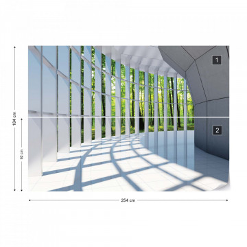 Forest 3D Modern Architecture View Photo Wallpaper Wall Mural - Img 5