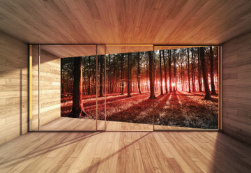 Forest 3D Modern Window View Photo Wallpaper Wall Mural - Img 6