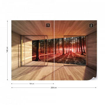 Forest 3D Modern Window View Photo Wallpaper Wall Mural - Img 11