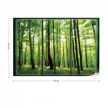 Forest Trees Green Window View Photo Wallpaper Wall Mural - Img 1