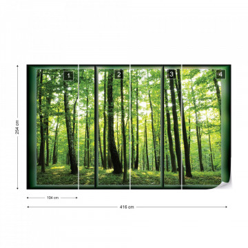 Forest Trees Green Window View Photo Wallpaper Wall Mural - Img 13