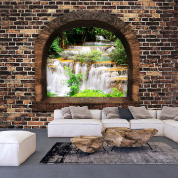 Fototapet autoadeziv - Stony Window: Waterfalls - Img 1