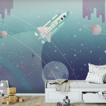Fototapet - Aventură spațială - ilustrație a rachetei interplanetare - Img 1