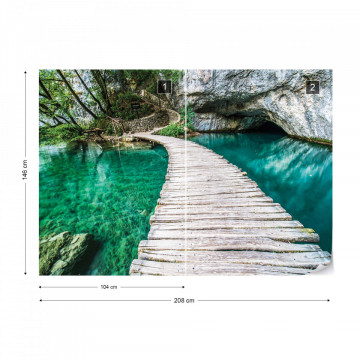 Fototapet - Crystal Lake Wood Walkway - Img 16