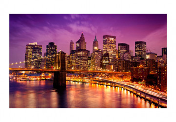 Fototapet - Manhattan and Brooklyn Bridge by night - Img 4