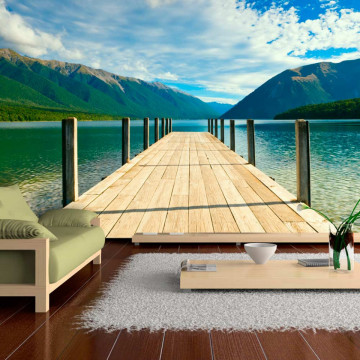 Fototapet - Mountain lake bridge - Img 1
