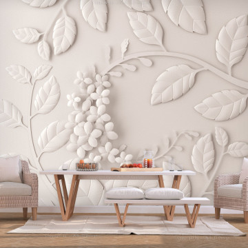 Fototapet - Paper Flowers (Cream) - Img 1
