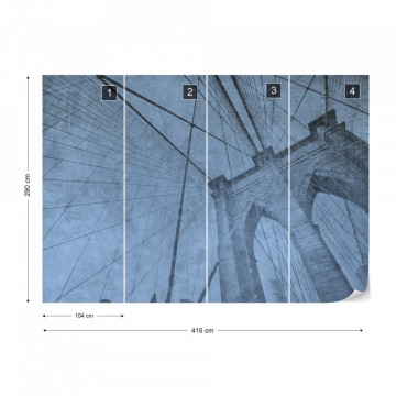 Fototapet - Podul Brooklyn – Efect Grafic Albastru - Img 17