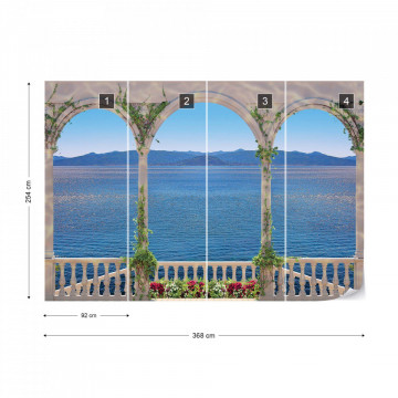 Fototapet - Privelistea marii printre arcade 5