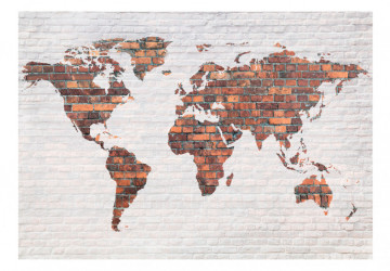 Fototapet - World Map: Brick Wall - Img 2