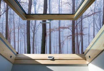 Misty Forest 3D Skylight Window View Photo Wallpaper Wall Mural - Img 6