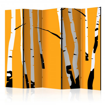 Paravan - Birches on the orange background II [Room Dividers] - Img 1