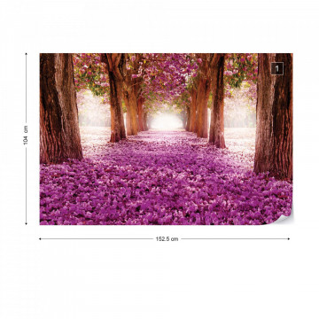 Pink Trees Path Photo Wallpaper Wall Mural - Img 12