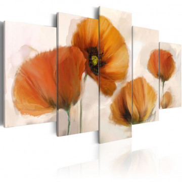 Tablou - Artistic poppies - 5 pieces - Img 1