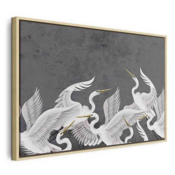 Tablou - Flutter of wings - white herons on dark grey textured background - Img 3