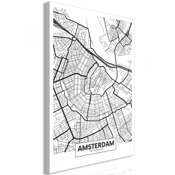 Tablou - Map of Amsterdam (1 Part) Vertical - Img 1