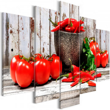 Tablou - Red Vegetables (5 Parts) Wood Wide - Img 1