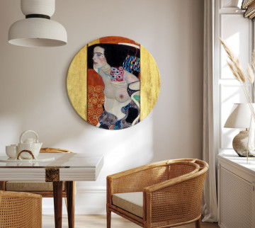 Tablou rotund - Judith II, Gustav Klimt - Abstract Portrait of a Half-Naked Woman - Img 2