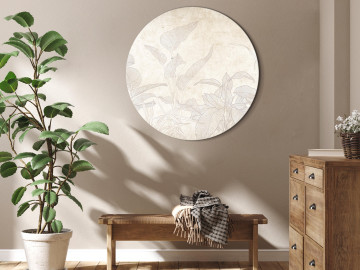 Tablou rotund - Muted exotic greenery - Delicate outlines of tropical shrubs on beige and sand background/Subtle exotic plants - Img 2