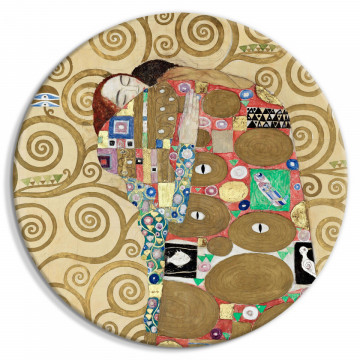 Tablou rotund - The Fulfillment of Gustav Klimt - An Abstract Portrait of a Couple in an Embrace - Img 1