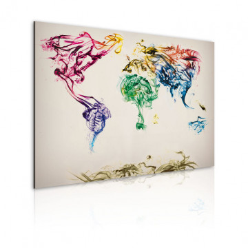 Tablou - The World map - colored smoke trails - Img 1