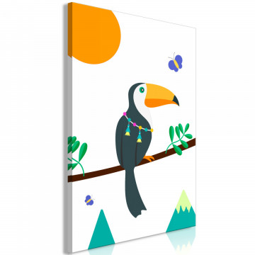 Tablou - Toucan And Butterflies (1 Part) Vertical - Img 1