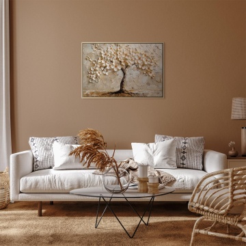 Tablou - Tree and flowers in beige, painterly impression - Img 10