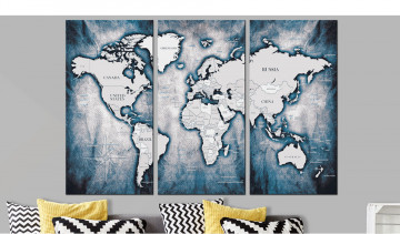 Tablou - World Map: Ink Triptych - Img 4