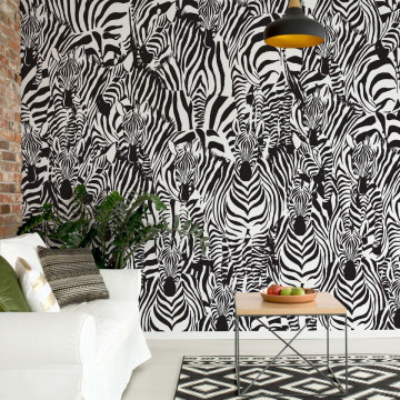 Zebra Pattern Photo Wallpaper Wall Mural - Img 1