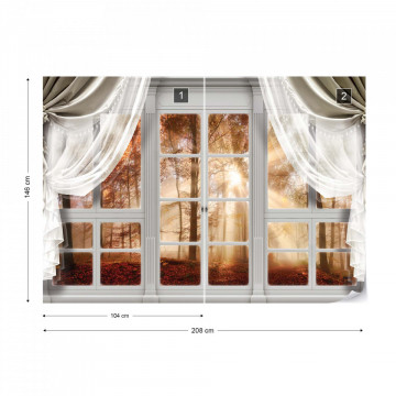 3D Door View Autumn Forest Photo Wallpaper Wall Mural - Img 11