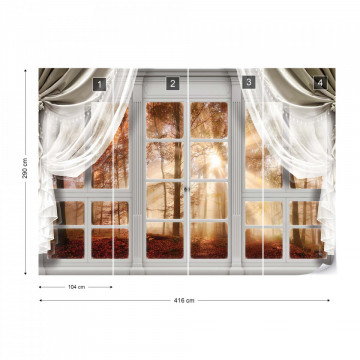 3D Door View Autumn Forest Photo Wallpaper Wall Mural - Img 14