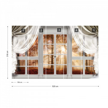 3D Door View Autumn Forest Photo Wallpaper Wall Mural - Img 15