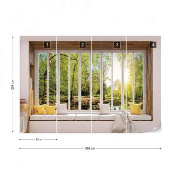3D Window View Forest Photo Wallpaper Wall Mural - Img 7