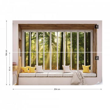3D Window View Sunlight Forest Photo Wallpaper Wall Mural - Img 8