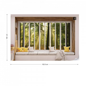 3D Window View Sunlight Forest Photo Wallpaper Wall Mural - Img 10