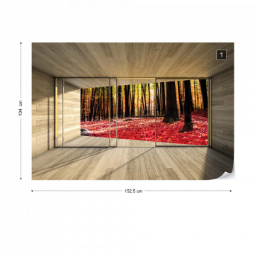 Autumn Forest 3D Modern Window View Photo Wallpaper Wall Mural - Img 10