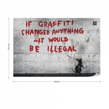 Banksy Graffiti Concrete Photo Wallpaper Wall Mural - Img 1