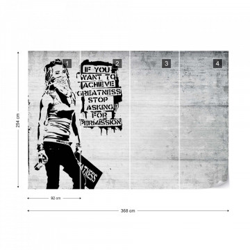 Banksy Graffiti Concrete Texture Photo Wallpaper Wall Mural - Img 7