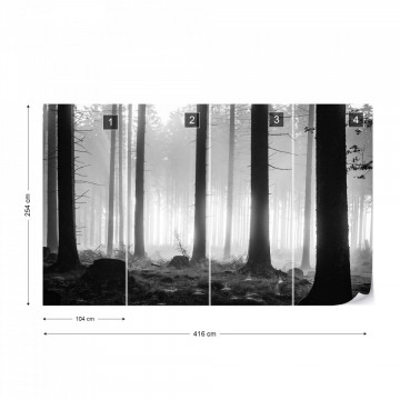 Black And White Atmospheric Forest Photo Wallpaper Wall Mural - Img 13
