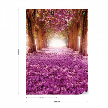 Flowers Trees Path Pink Photo Wallpaper Wall Mural - Img 7