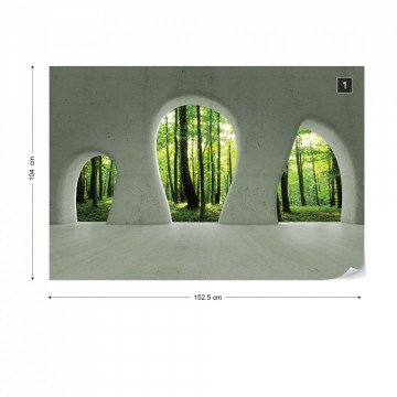 Forest 3D Concrete Arches View Photo Wallpaper Wall Mural - Img 10