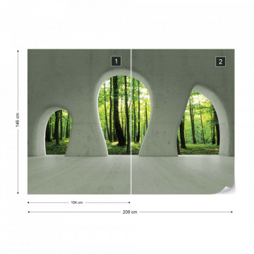 Forest 3D Concrete Arches View Photo Wallpaper Wall Mural - Img 11
