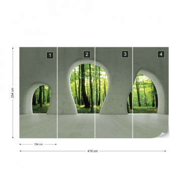 Forest 3D Concrete Arches View Photo Wallpaper Wall Mural - Img 13
