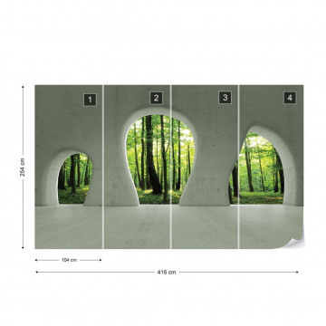 Forest 3D Concrete Arches View Photo Wallpaper Wall Mural - Img 4