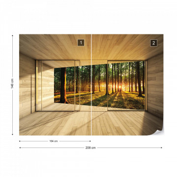 Forest 3D Modern Window View Photo Wallpaper Wall Mural - Img 11