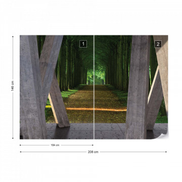 Forest Path 3D Modern View Concrete Photo Wallpaper Wall Mural - Img 11