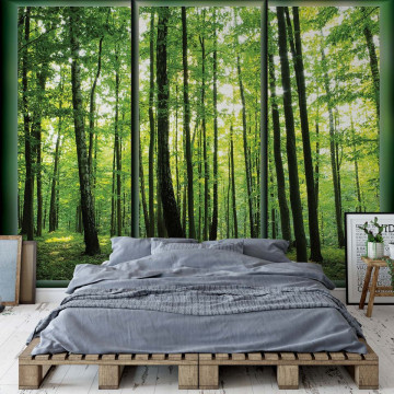 Forest Trees Green Window View Photo Wallpaper Wall Mural - Img 2